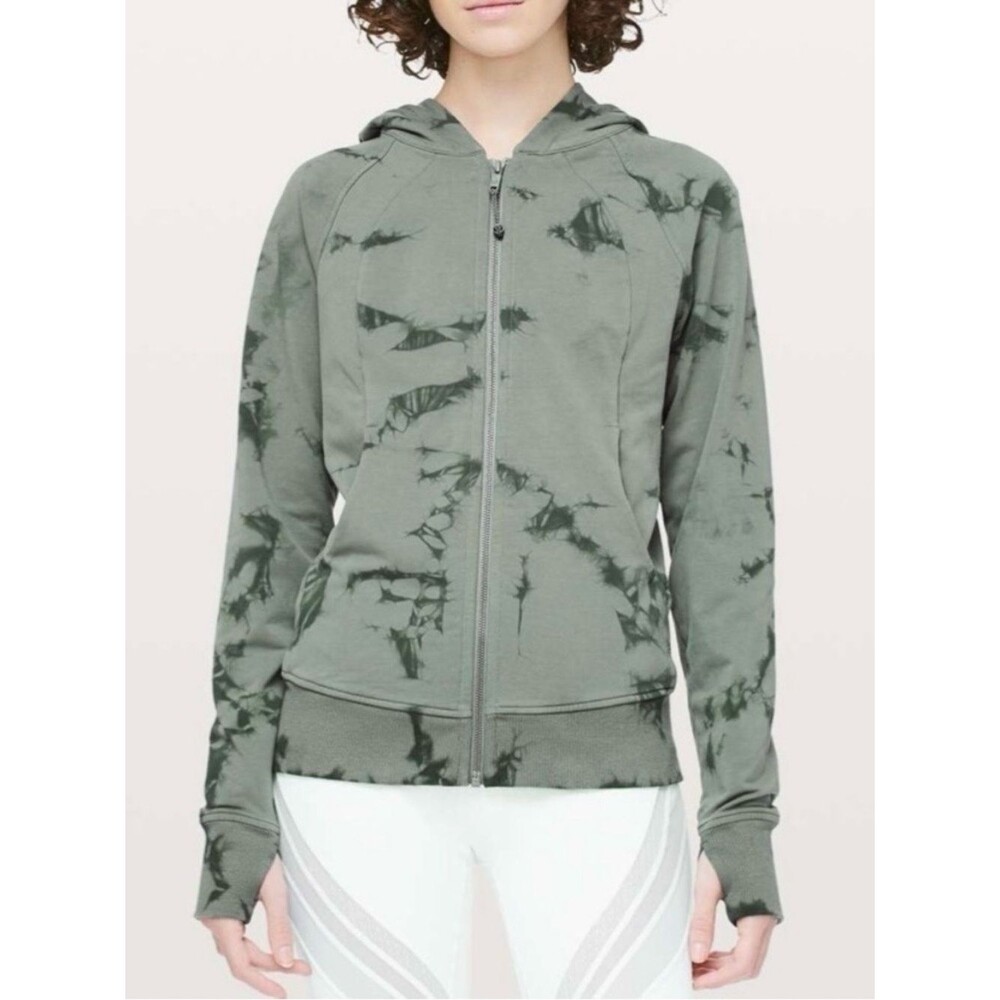 Lululemon Scuba Light Cotton Fleece Shibori Green Full Zip Hoodie Women’s Size 4